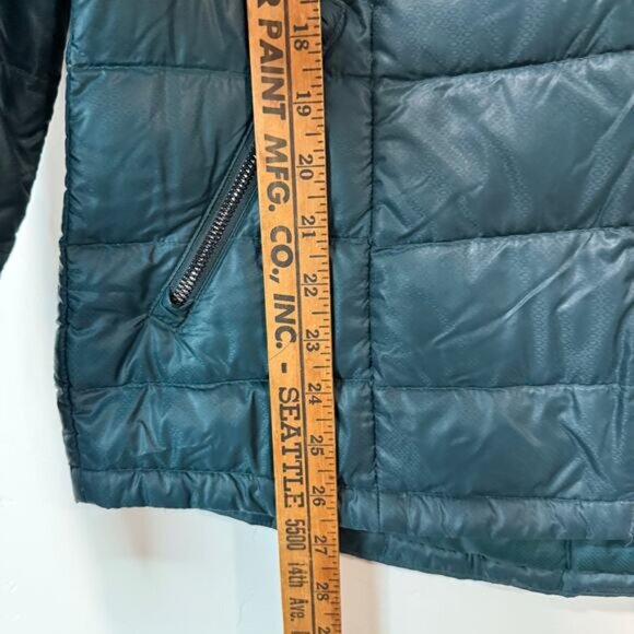 Athleta Women's Down With It Jacket Coat Hooded Puffer Quilted Teal Medium - Picture 6 of 9